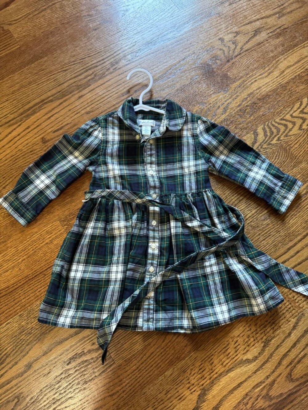 Ralph Lauren Plaid Cotton Shirtdress with Belt and Bloomers | 12 Months